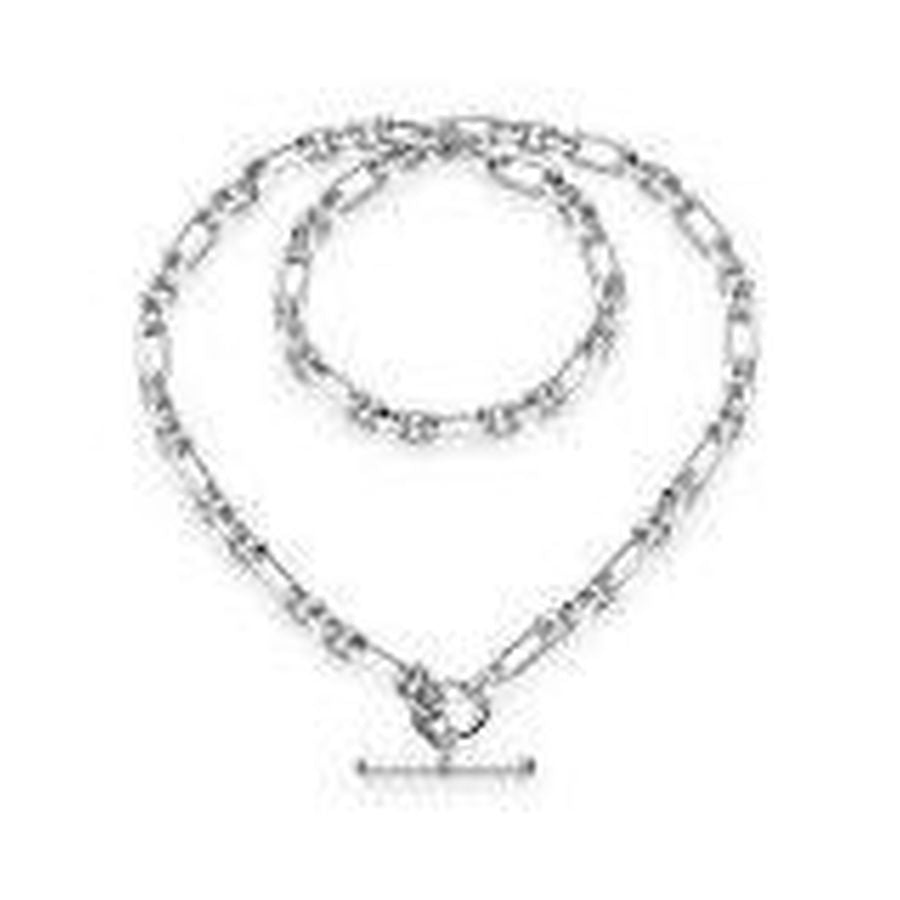 Kit Heath-Silver Revival Figaro Chain Link T-Bar Necklace-Dipples Jewellers