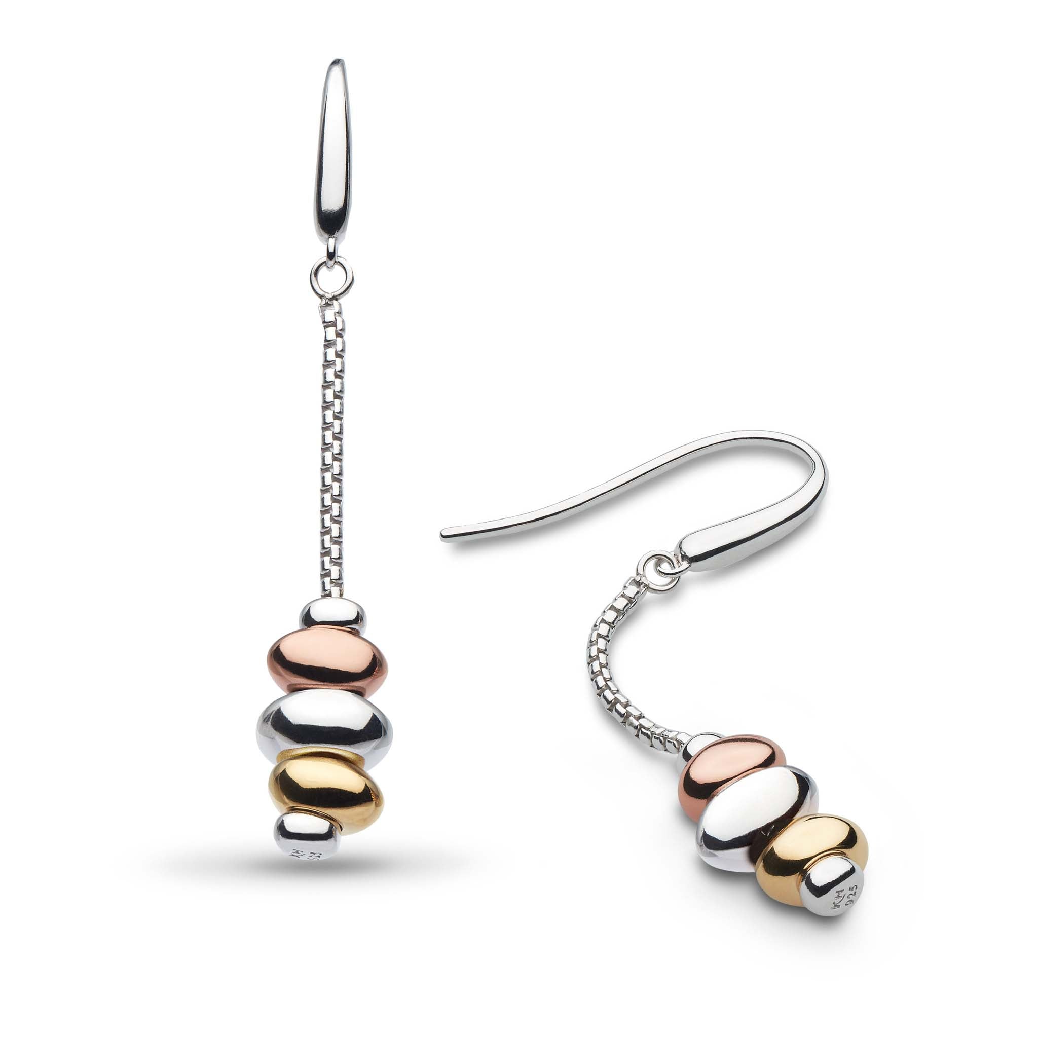 Kit Heath-Silver & Yellow and Rose Gold Plated Coast Tumble Golden Drop Earrings-Dipples Jewellers