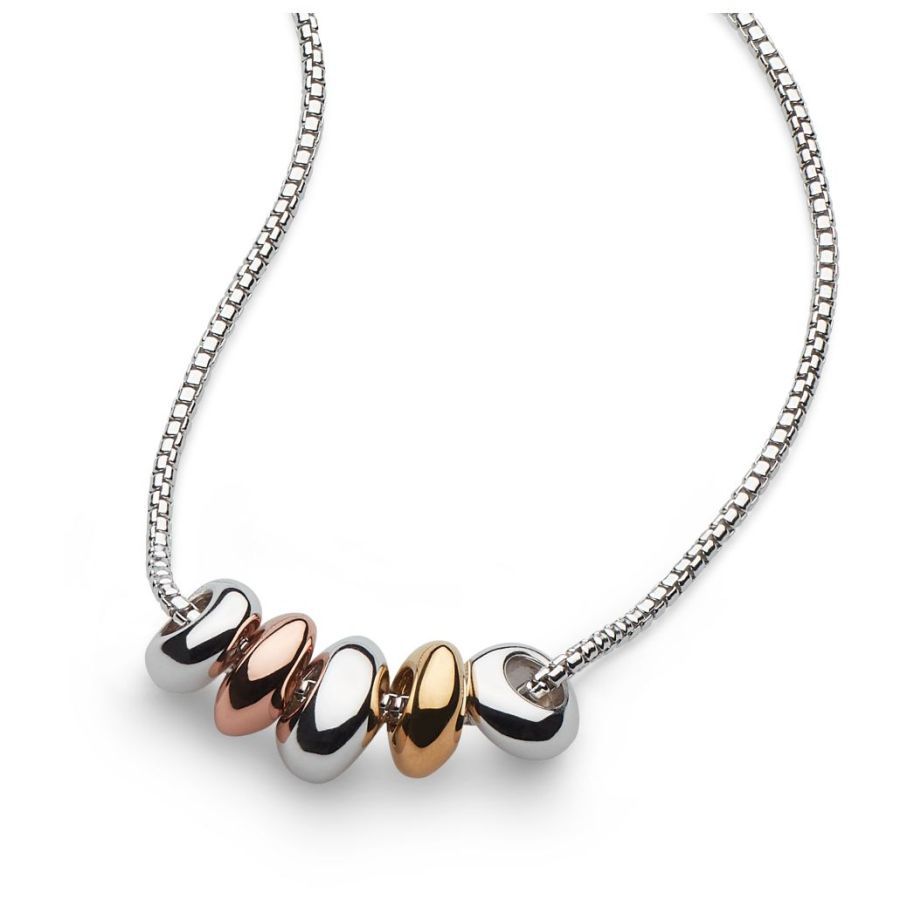 Kit Heath-Silver & Yellow and Rose Gold Plated Coast Tumble Golden Necklace-Dipples Jewellers