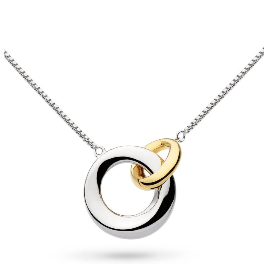 Kit Heath-Silver & Yellow Gold Plated Bevel Cirque Link Golden Necklace-Dipples Jewellers