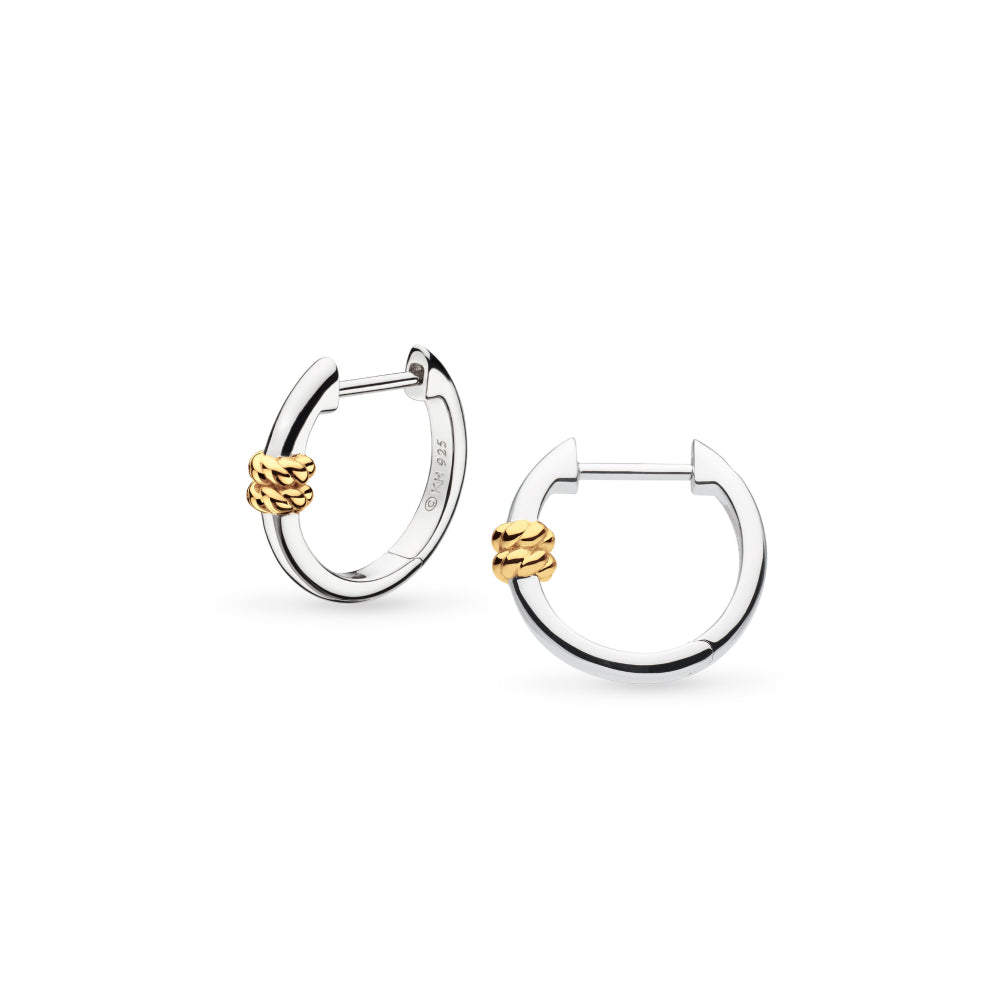 Kit Heath-Silver & Yellow Gold Plated Marina Rope Bar Hoop Earrings-Dipples Jewellers
