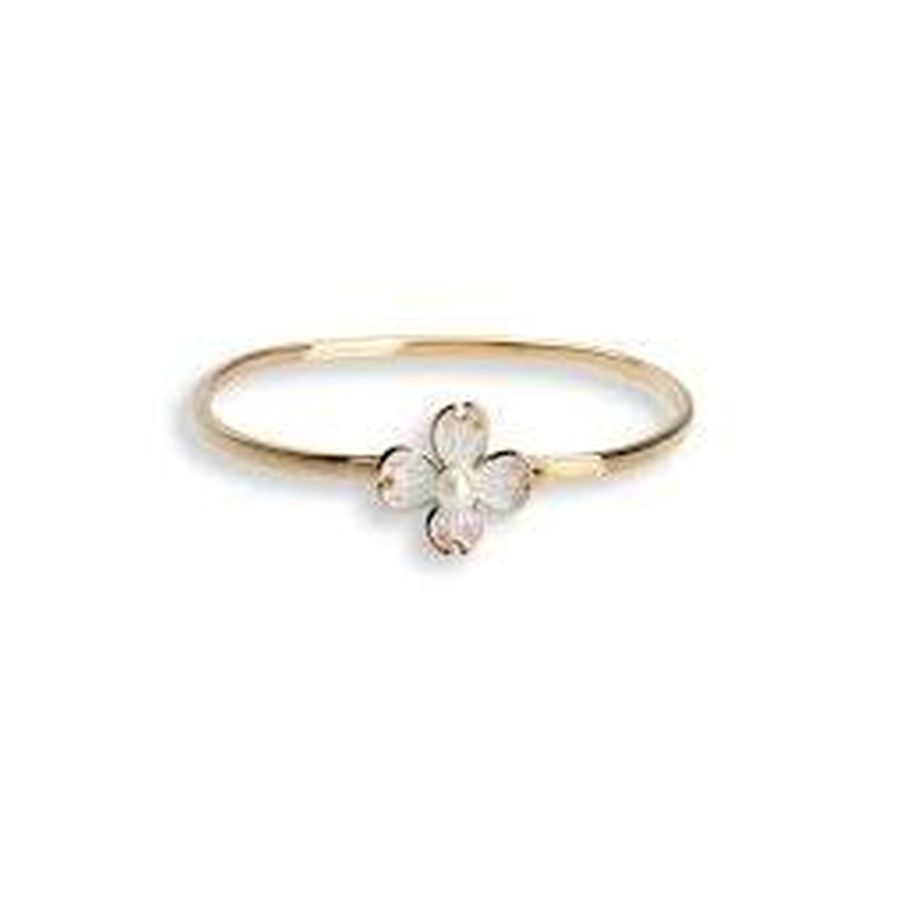 Nicole Barr-Rose Gold Plated Silver & Enamel Pearl Set Dogwood Bangle-Dipples Jewellers