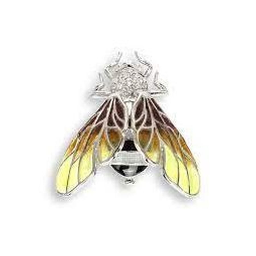 Nicole Barr-Silver & Enamel Yellow Bee Brooch-Dipples Jewellers