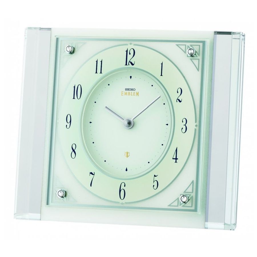 Seiko-Emblem White Onyx Quartz Mantle Clock-Dipples Jewellers