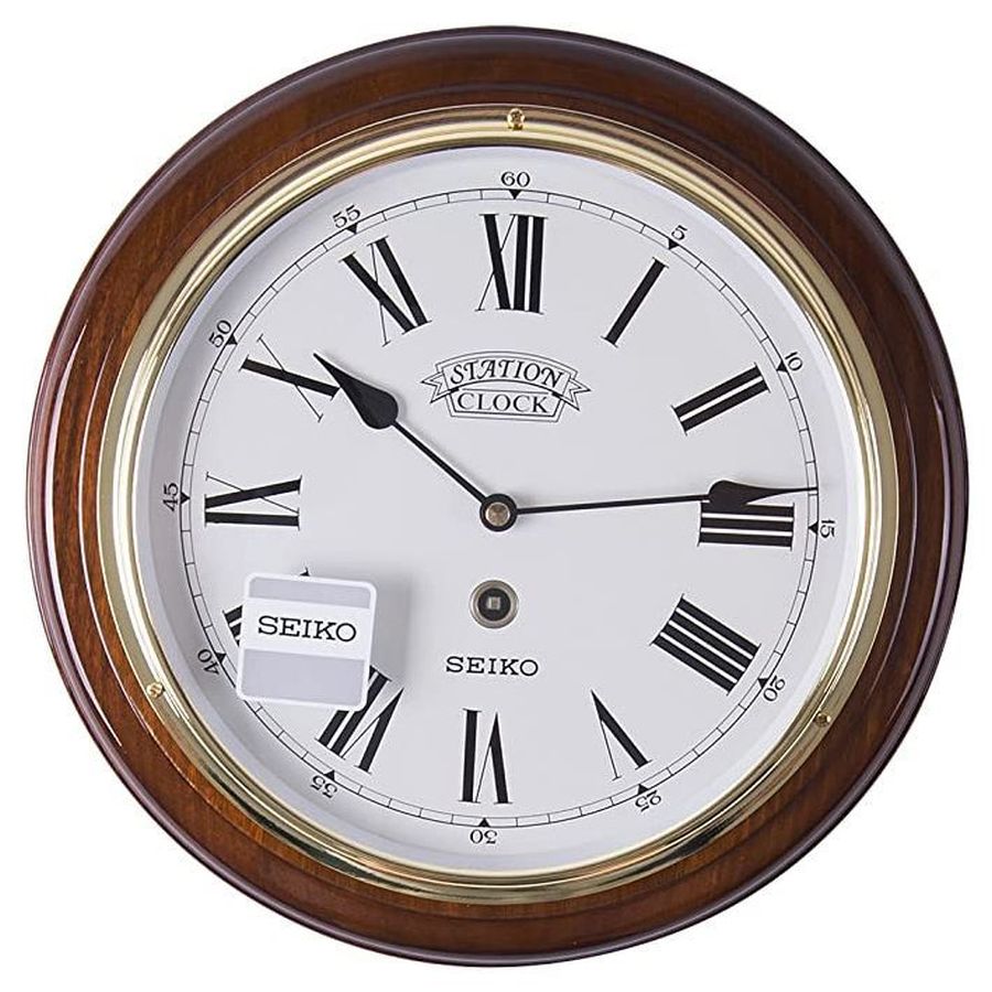Seiko-Wooden Station Clock-Dipples Jewellers