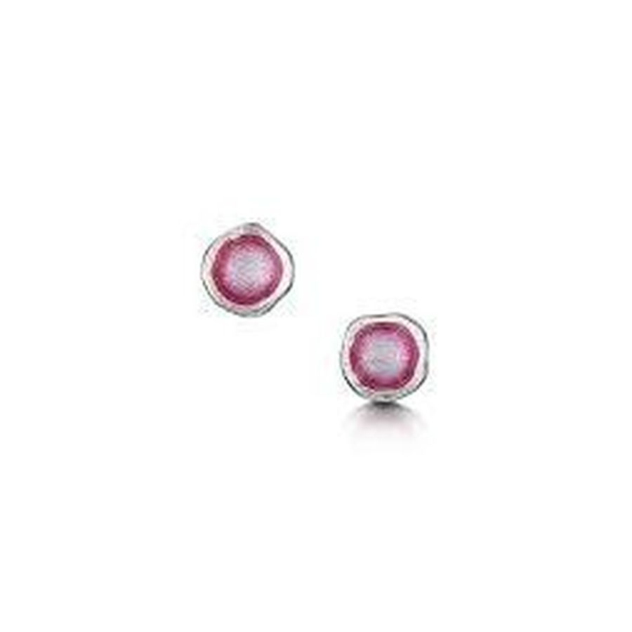 Sheila Fleet-Sheila Fleet Silver & Enamel Lunar Hot Pink Stud Earrings-Dipples Jewellers