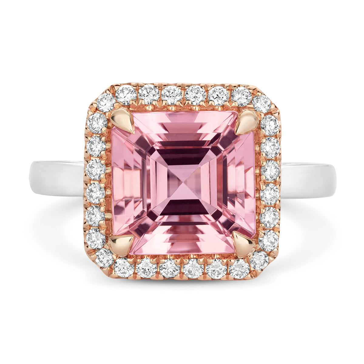 Tivon-18ct white and rose gold Morganite and Diamond Ring-Dipples Jewellers