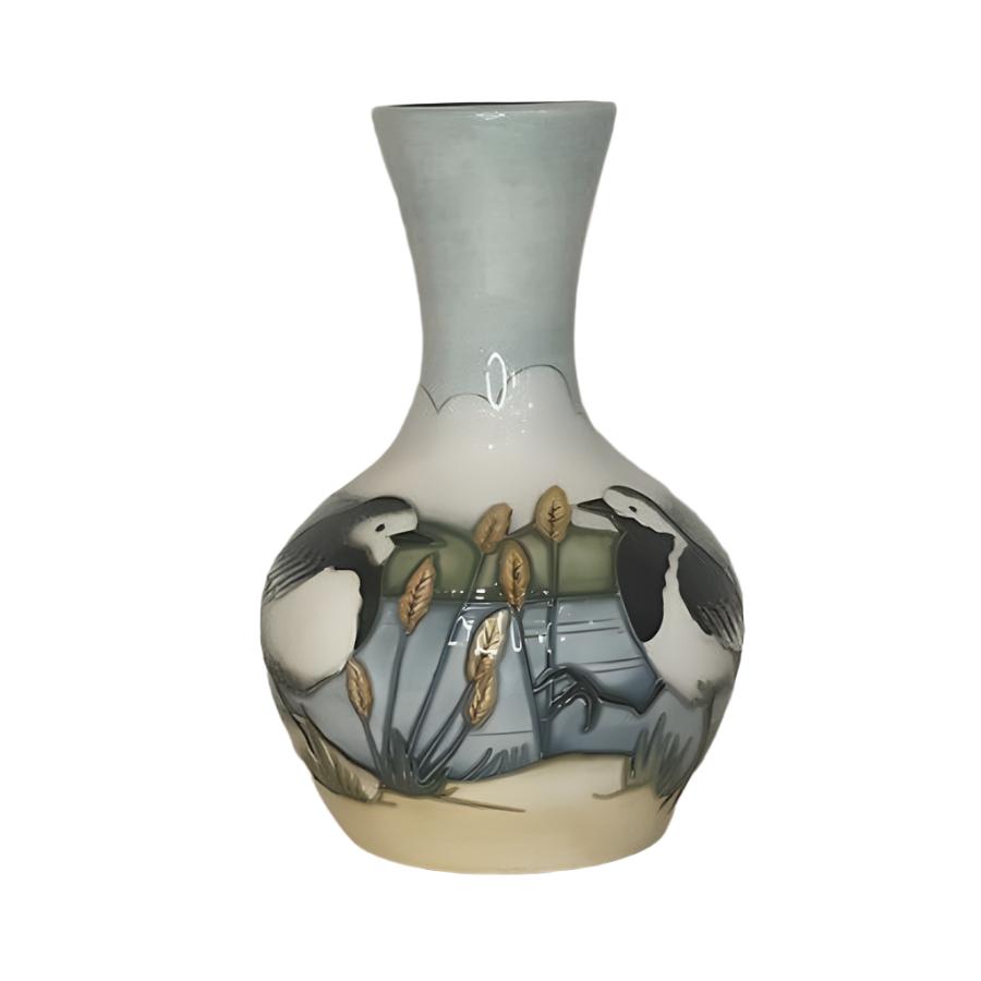 W Moorcroft-Limited Edition Pied Wagtail Vase-Dipples Jewellers