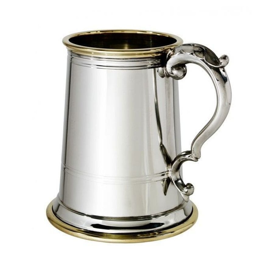 Wentworth-Pewter & Brass Wortley 1-Pint Tankard with Glass Base-Dipples Jewellers