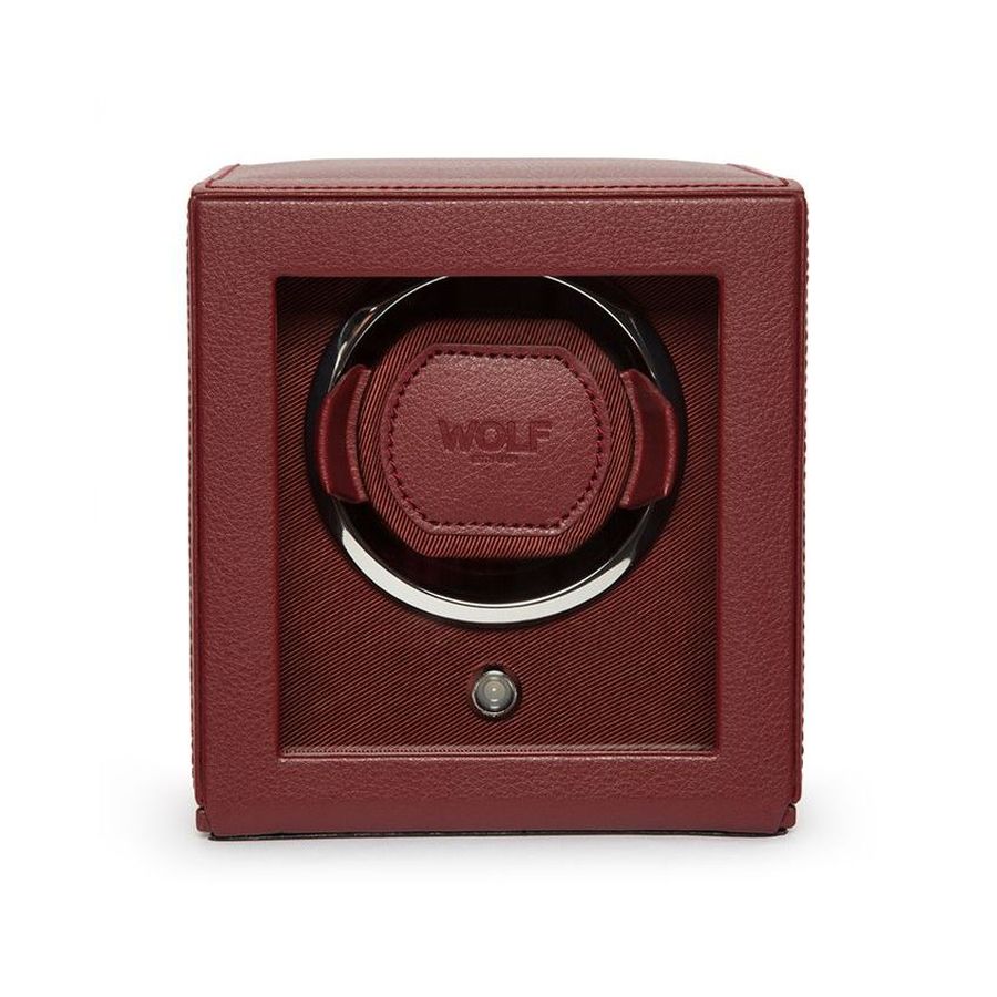 Wolf Designs Ltd-Cub Bordeaux Single Watch Winder With Cover-Dipples Jewellers