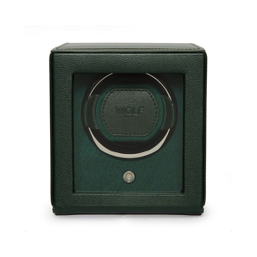 Wolf Designs Ltd-Cub Hunter Green Single Watch Winder With Cover-Dipples Jewellers