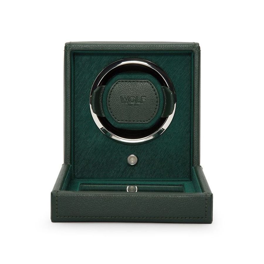 Wolf Designs Ltd-Cub Hunter Green Single Watch Winder With Cover-Dipples Jewellers
