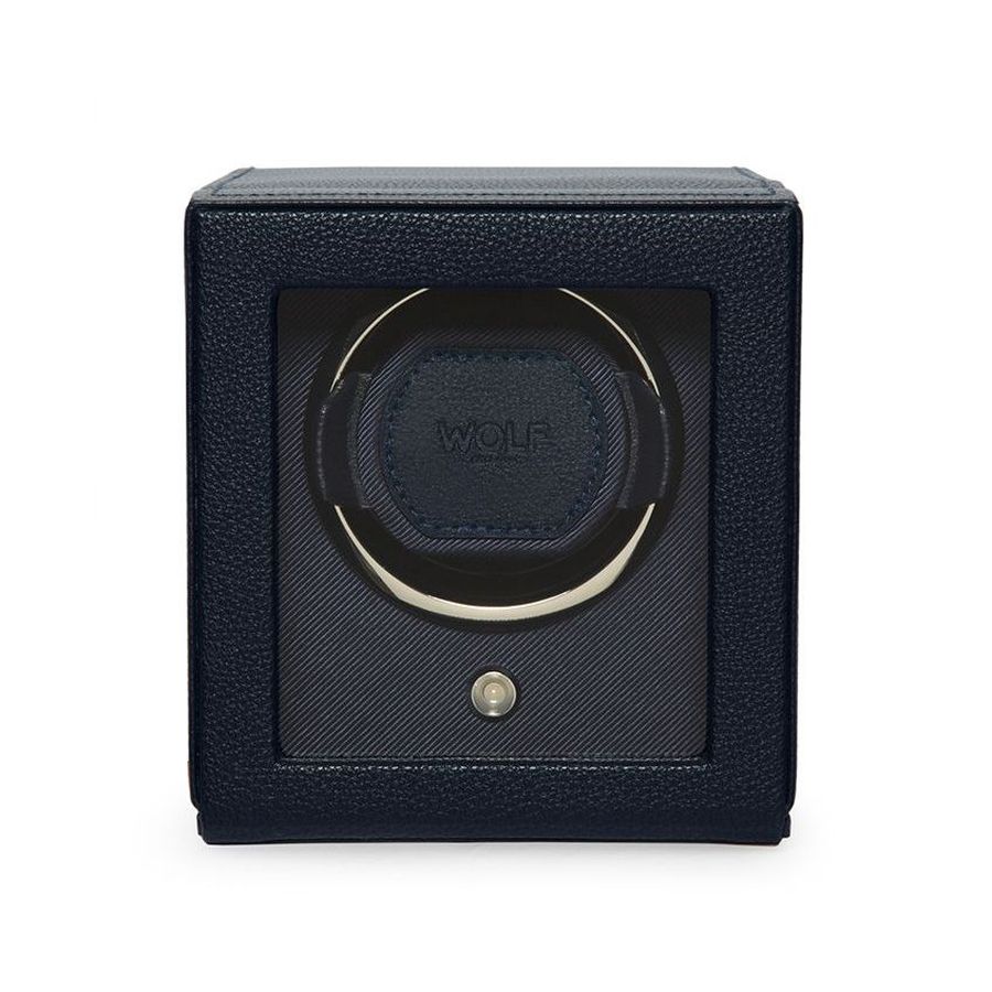 Wolf Designs Ltd-Cub Navy Single Watch Winder With Cover-Dipples Jewellers