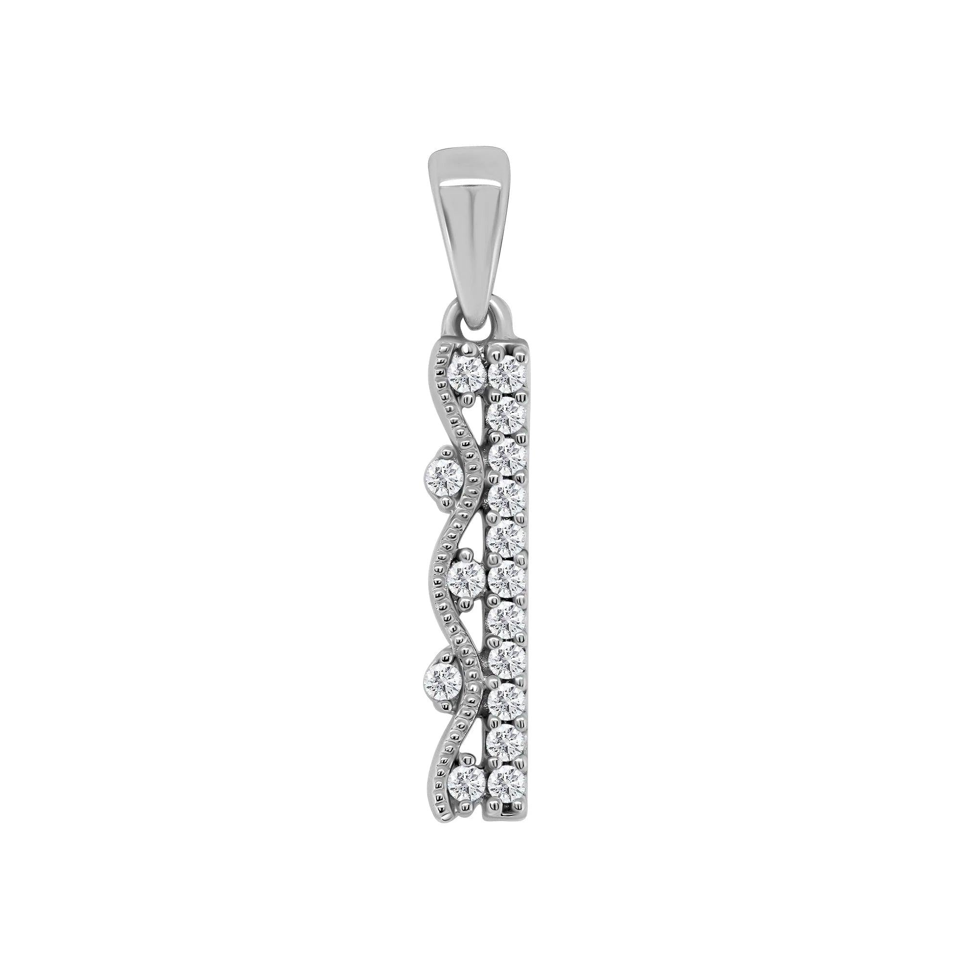 18ct White Gold dia bar pendant