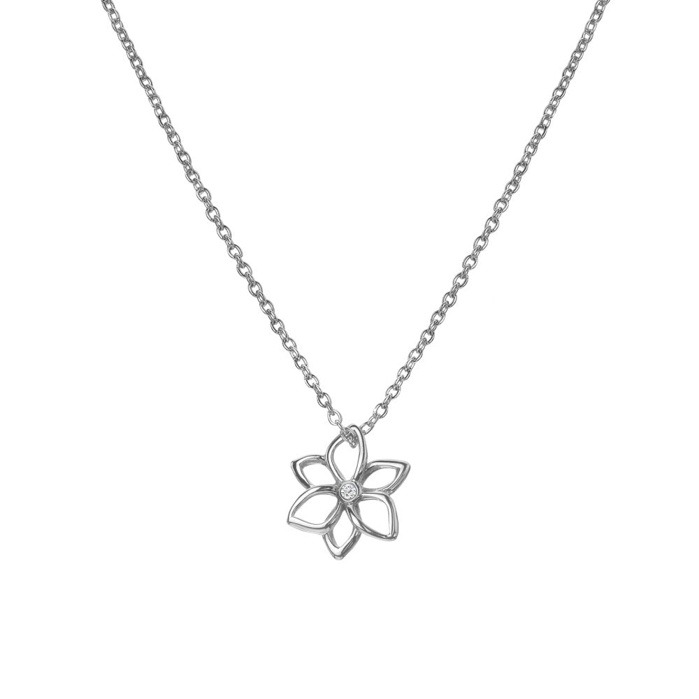 HD Silver Amulets Flower Pendant + 16'-18' ext chain
