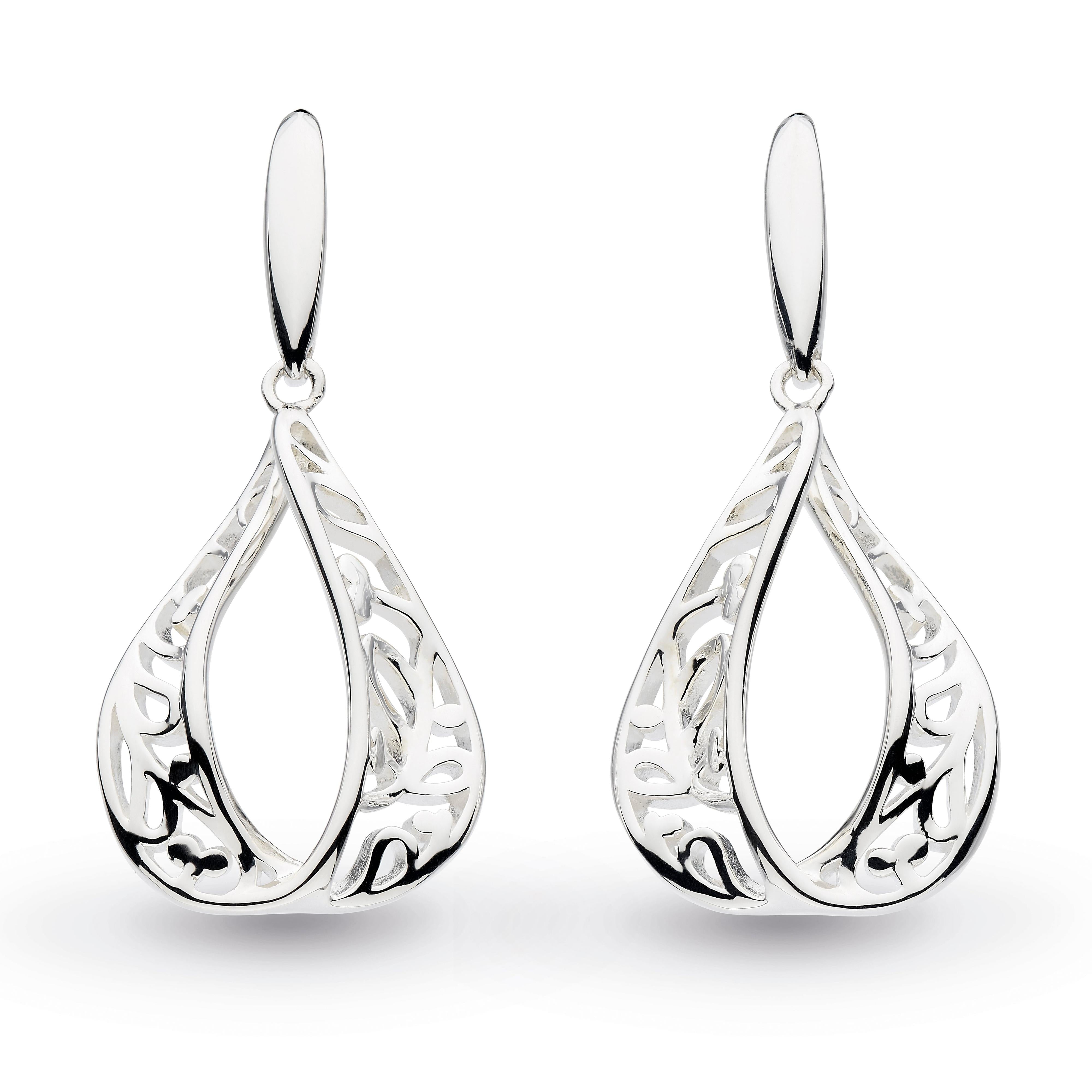 Silver Blossom Flourish Loupe Drop Earrings