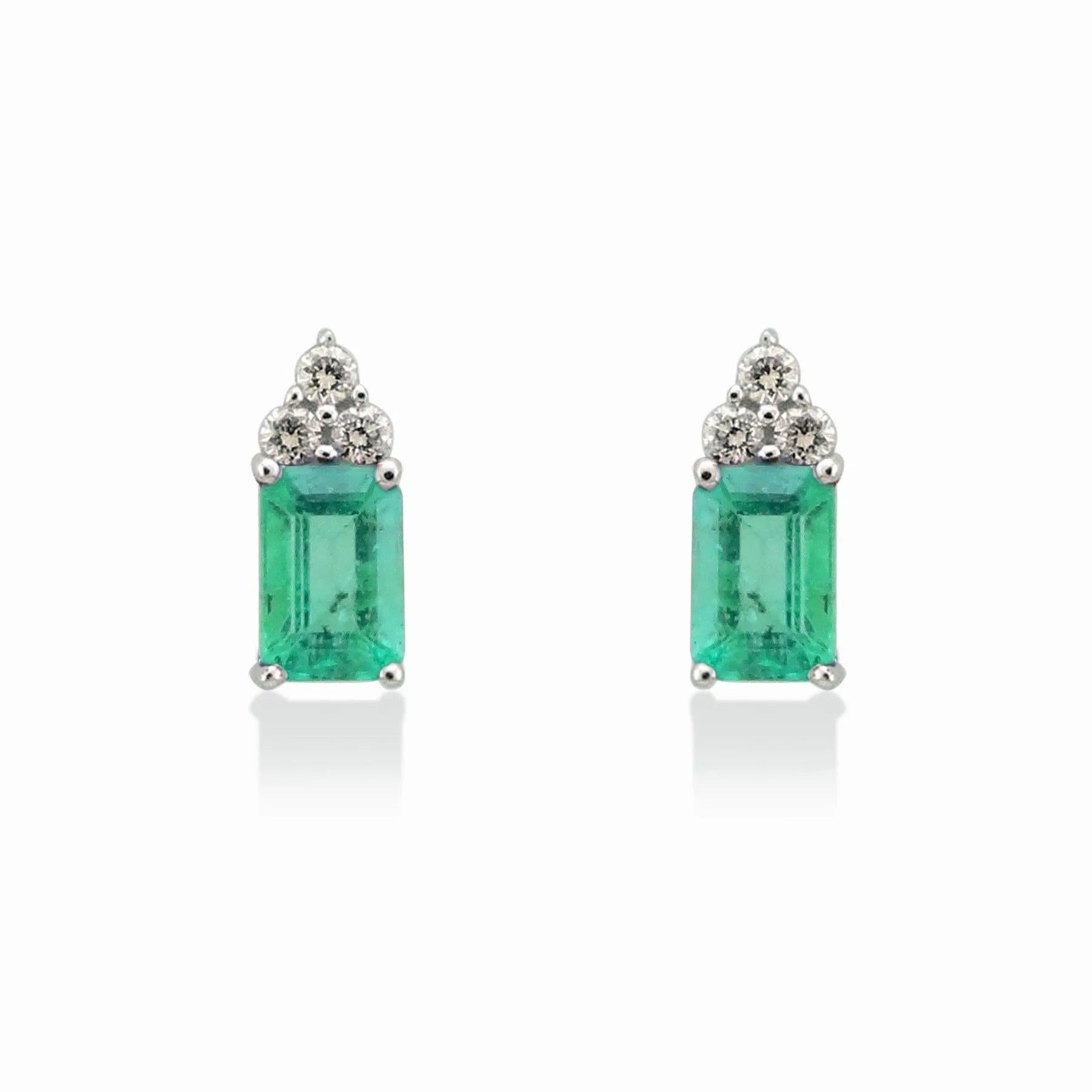 9ct Gold Emerald & Terfoil Diamond Stud Earrings