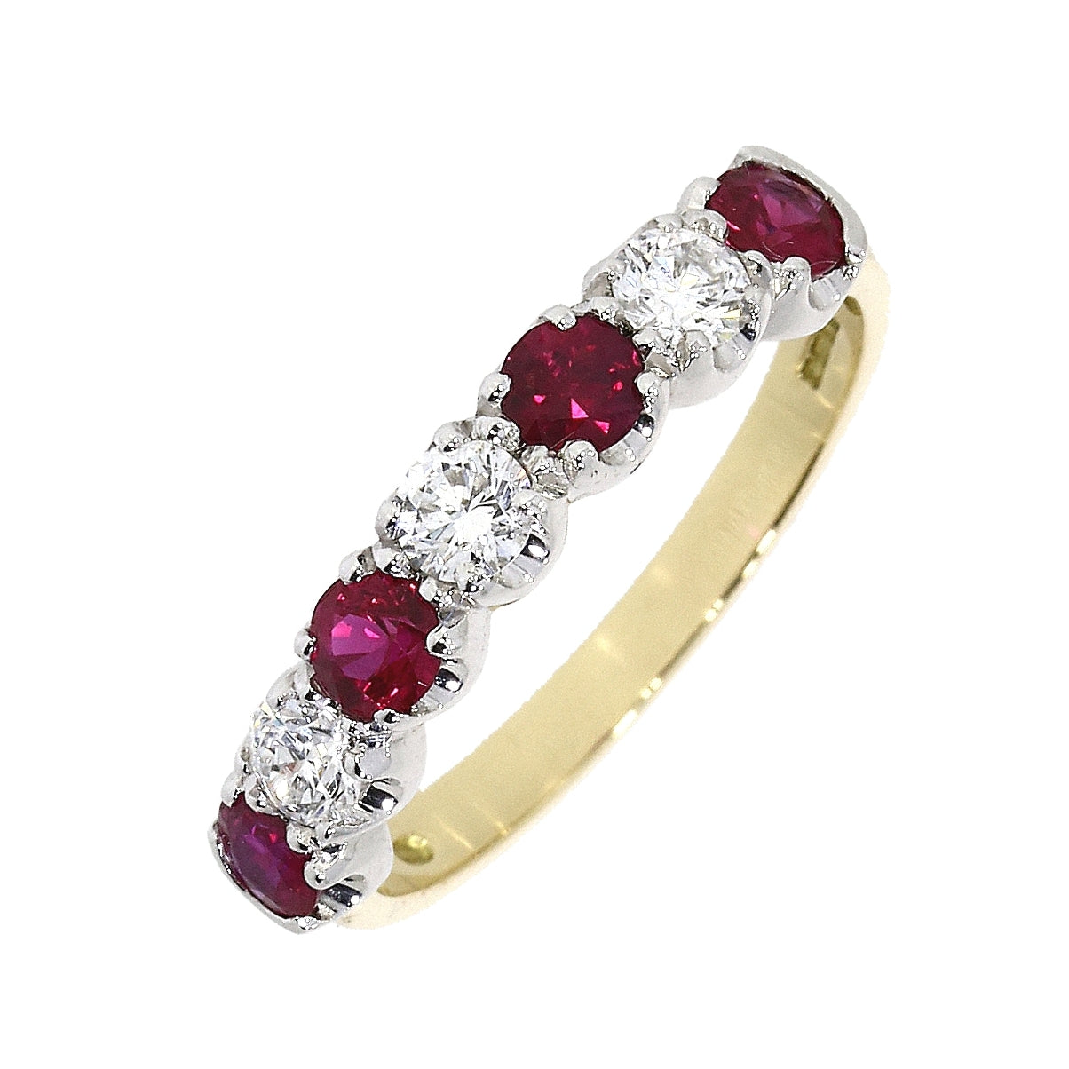 18ct Yellow Gold Ruby & Diamond Half Eternity Ring