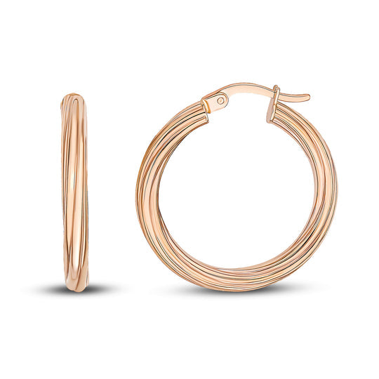 9ct Rose Gold Twist Hoop Earrings