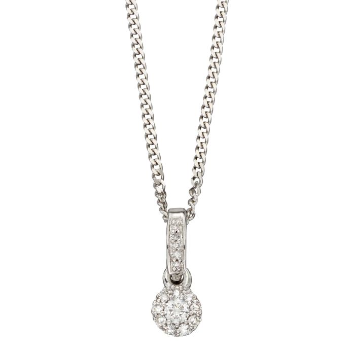 9ct white gold Diamond Cluster Pendant.  Pendant ONLY