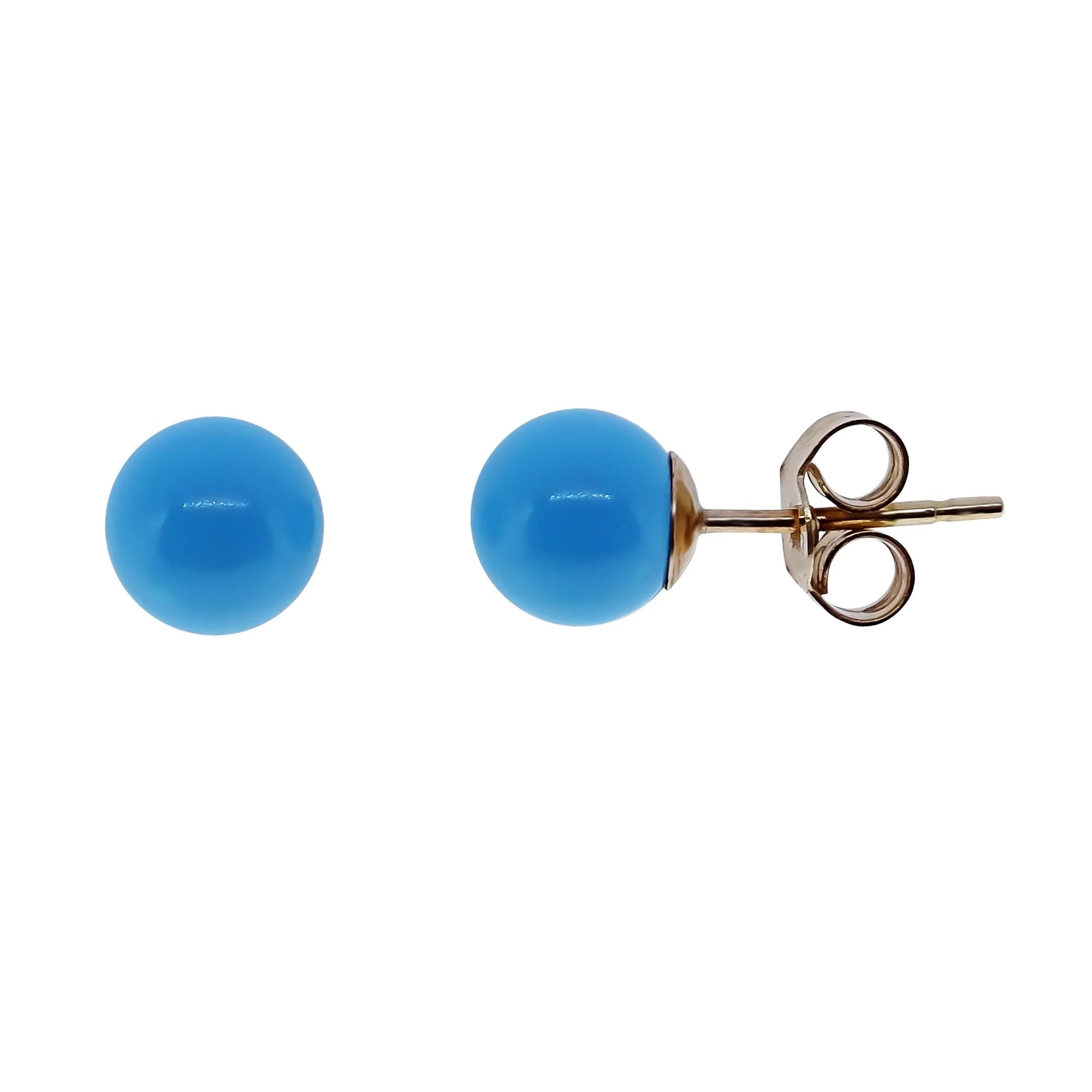 18ct Gold Turquoise Ball Stud Earrings