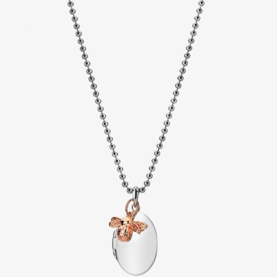HD Silv&RGP Oval Bee Charm Locket + 18' Chain
