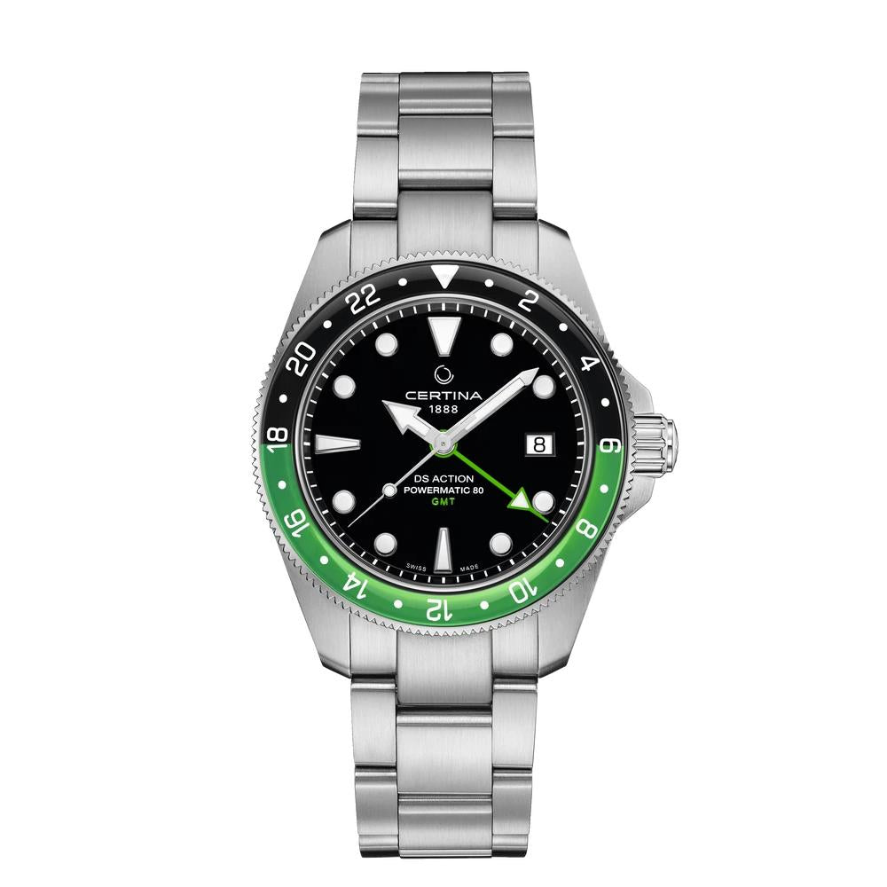 DS Action GMT ss blk dial dte blk+grn bzl blt pow-80 auto wtch