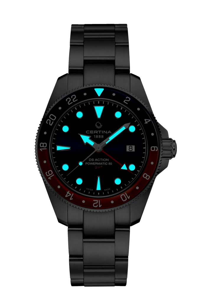 DS Action GMT ss blu dial dte red+blu bzl blt pow-80 auto wtch