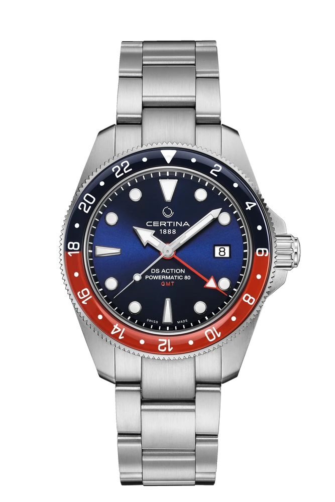 DS Action GMT ss blu dial dte red+blu bzl blt pow-80 auto wtch