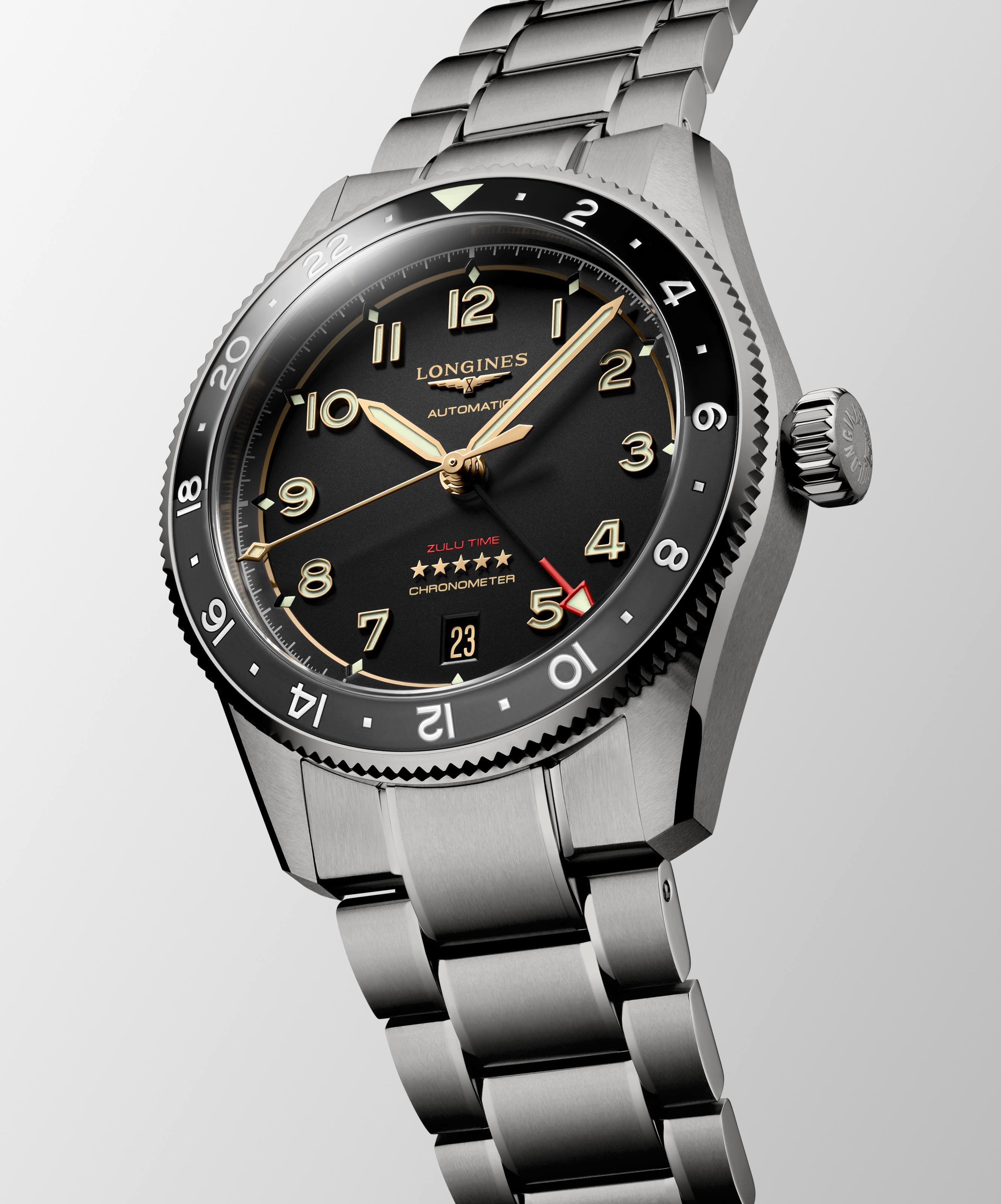 Spirit Zulu Time GMT titnm blk arab dial blk+gry bzl blt auto wtch