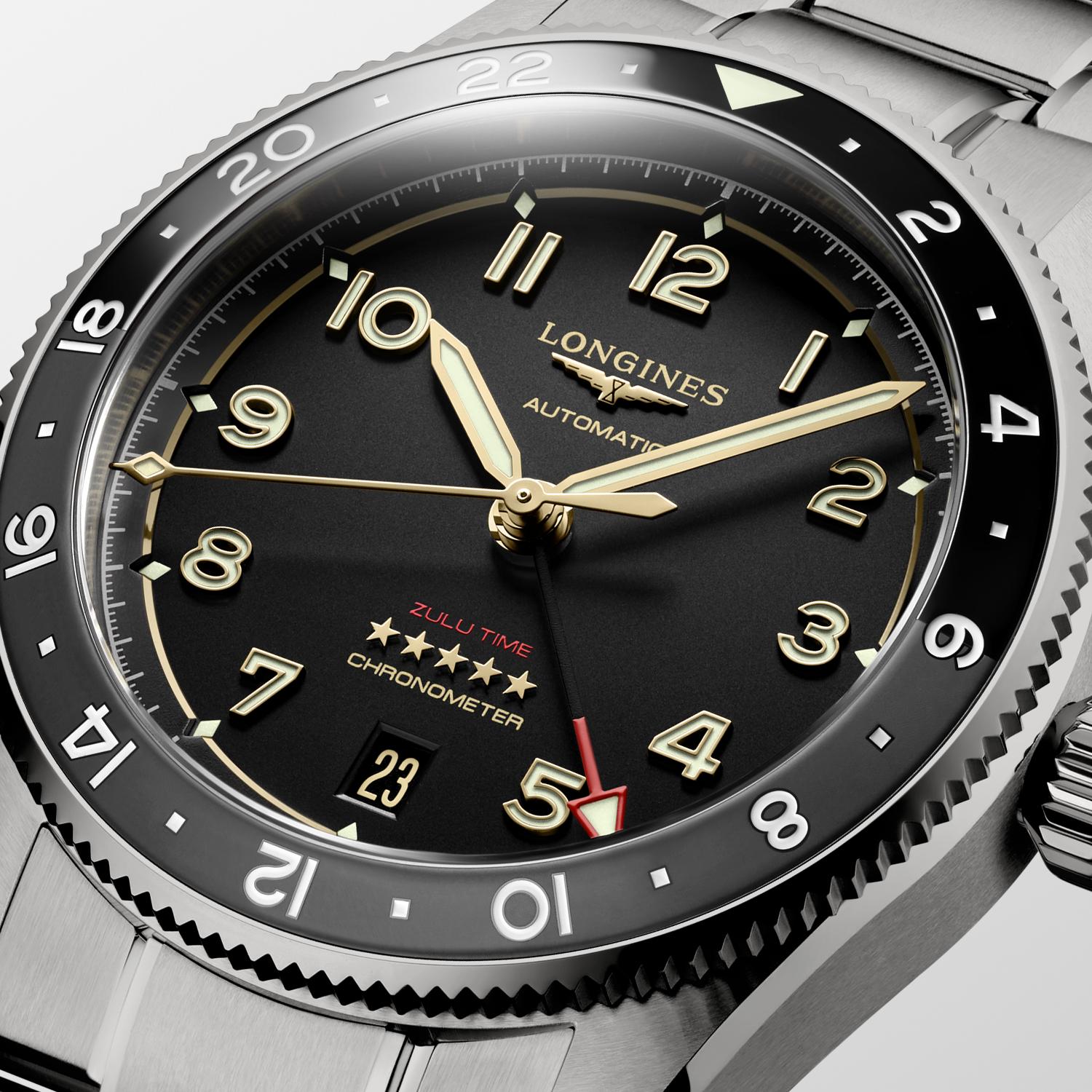 Spirit Zulu Time GMT titnm blk arab dial blk+gry bzl blt auto wtch
