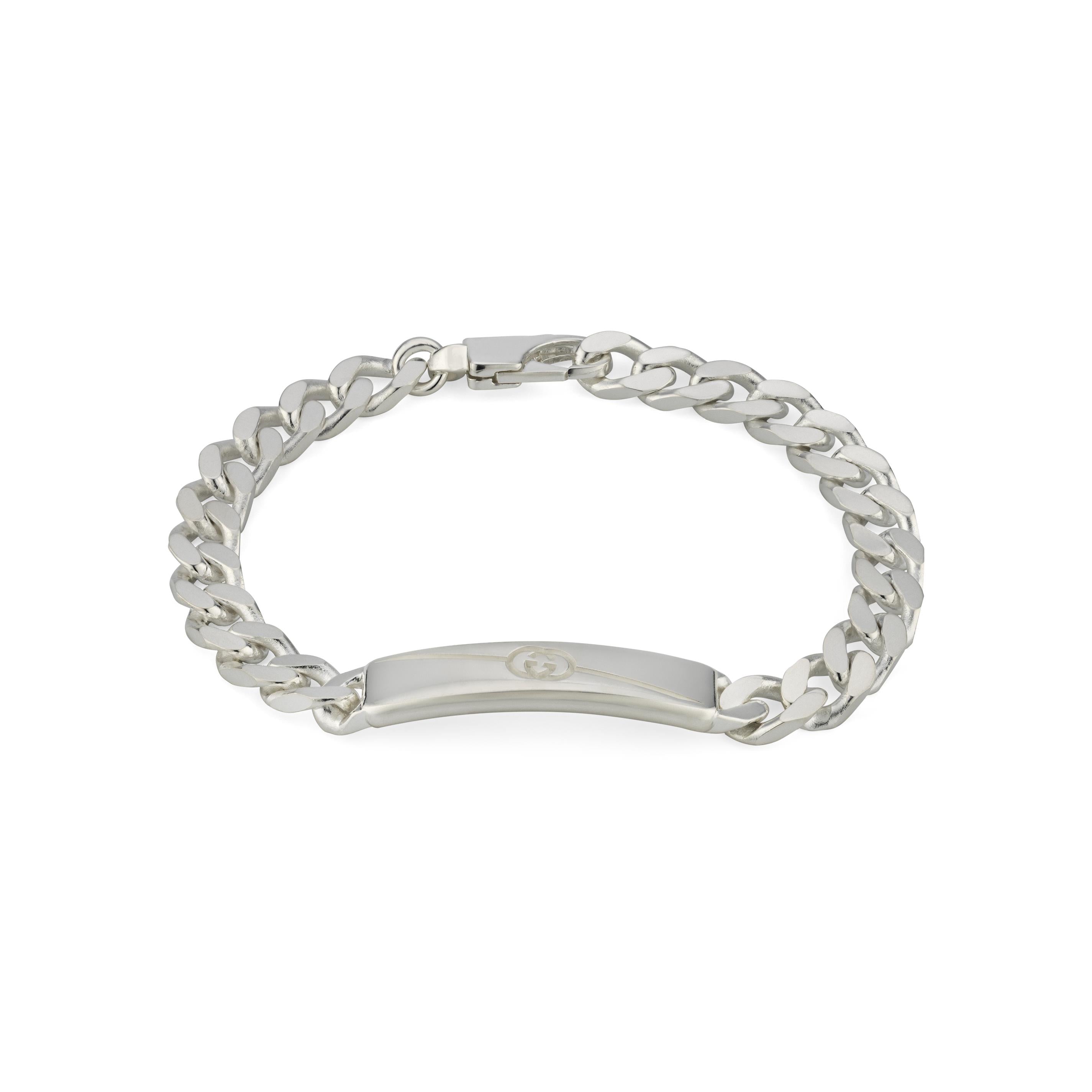 DIAGONAL INTERLOCKING G BRACELET - STERLING SILVER