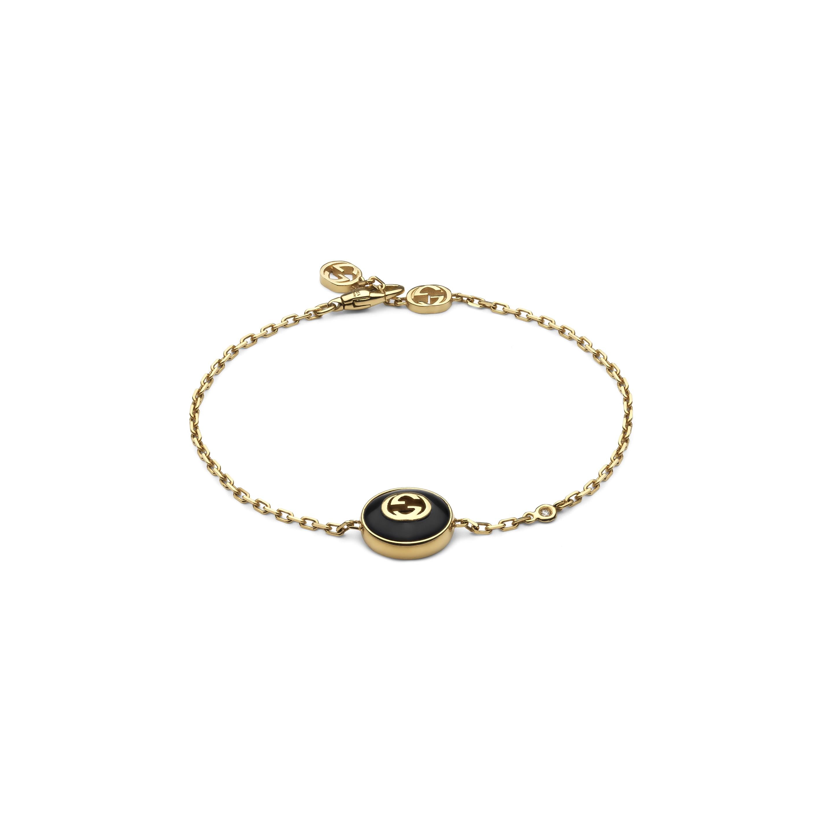 INTERLOCKING 18K CHAIN BRACELET - ONYX