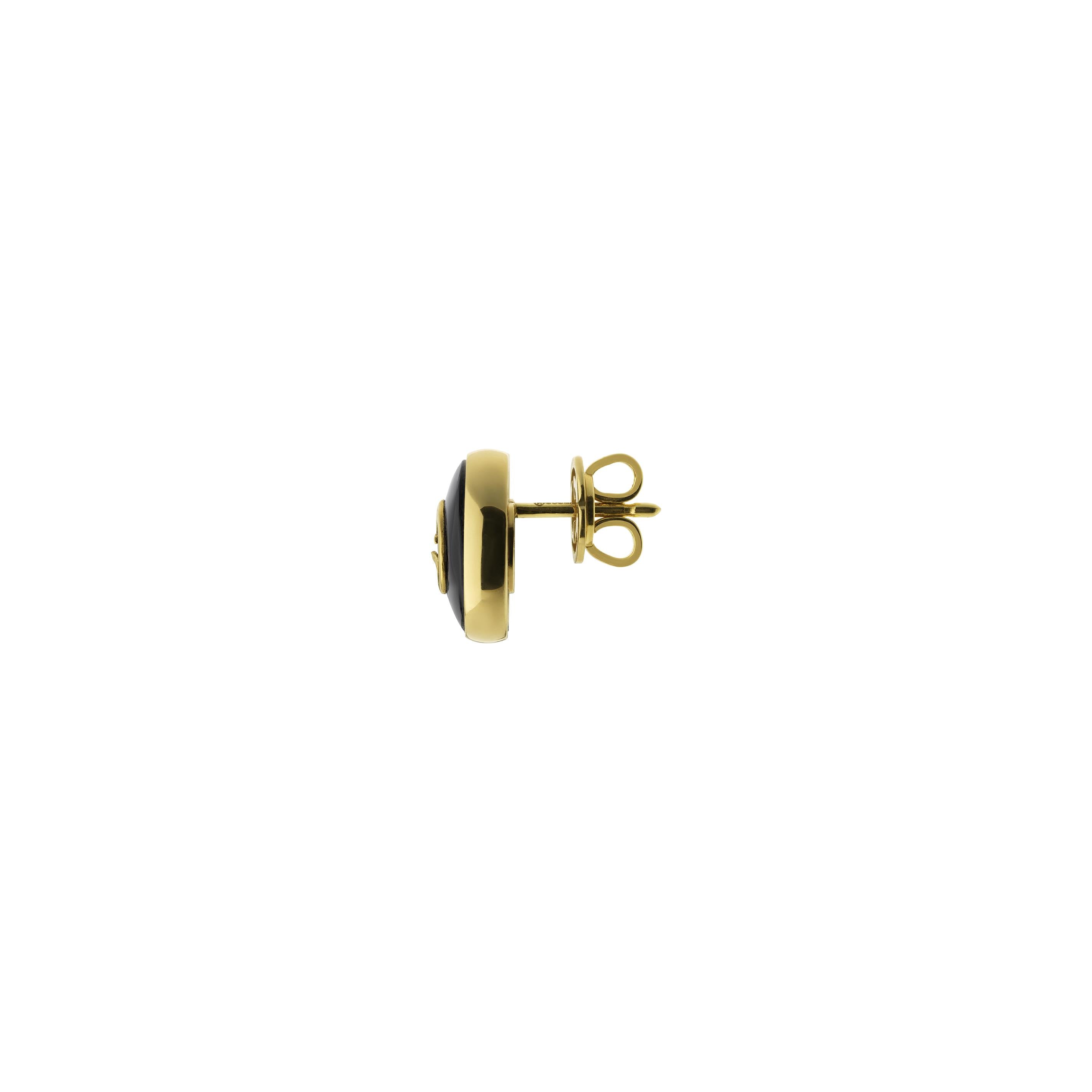 INTERLOCKING 18K GOLD EARRINGS - ONYX