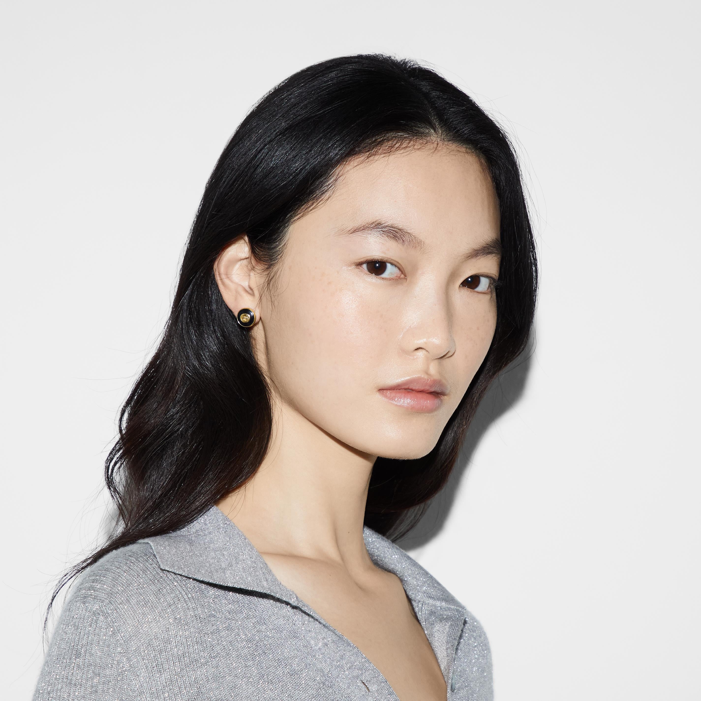 INTERLOCKING 18K GOLD EARRINGS - ONYX