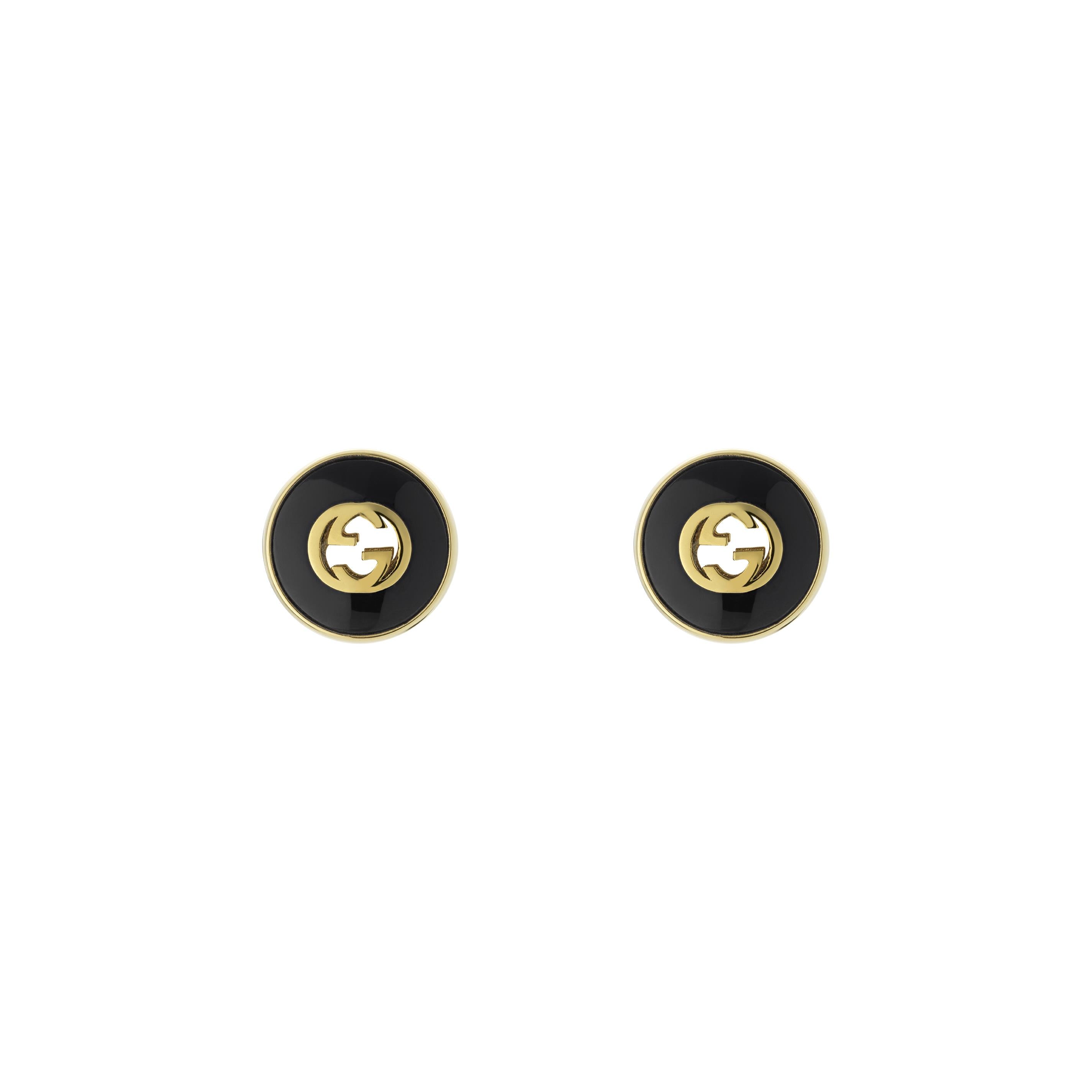 INTERLOCKING 18K GOLD EARRINGS - ONYX