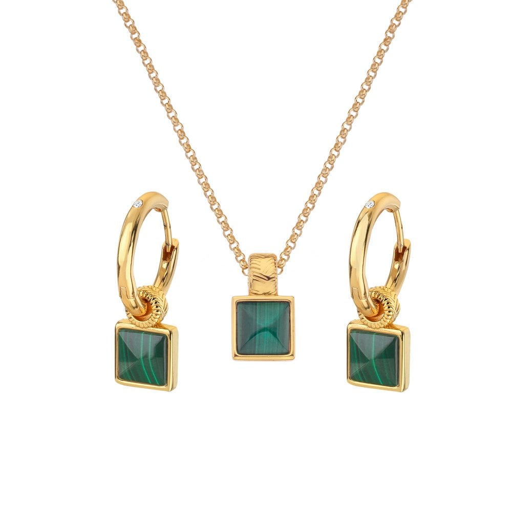 HD X JJ Revive Malachite Pendant and Earring Set