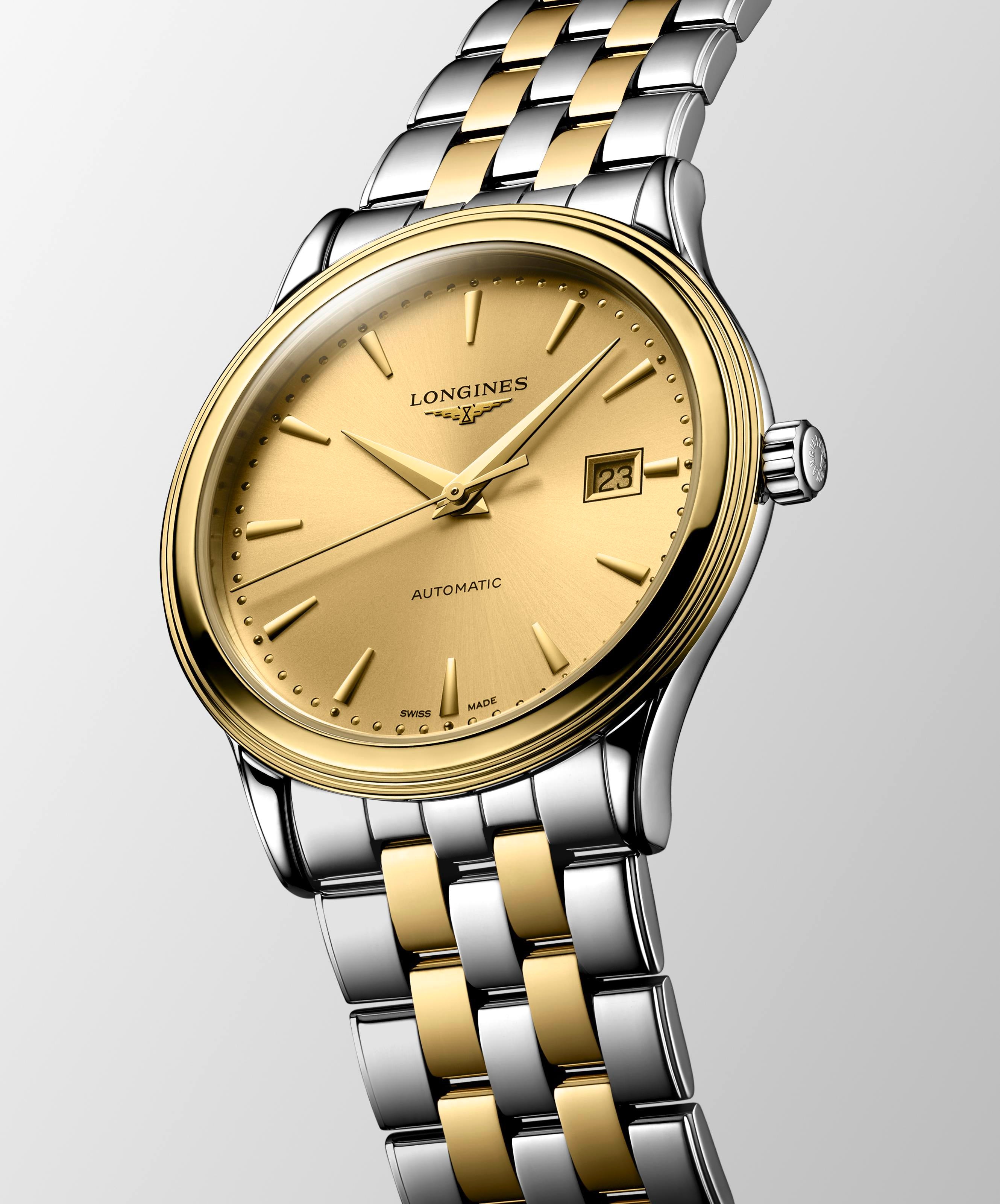 Flagship ss+ypvd gold bat dial auto date watch