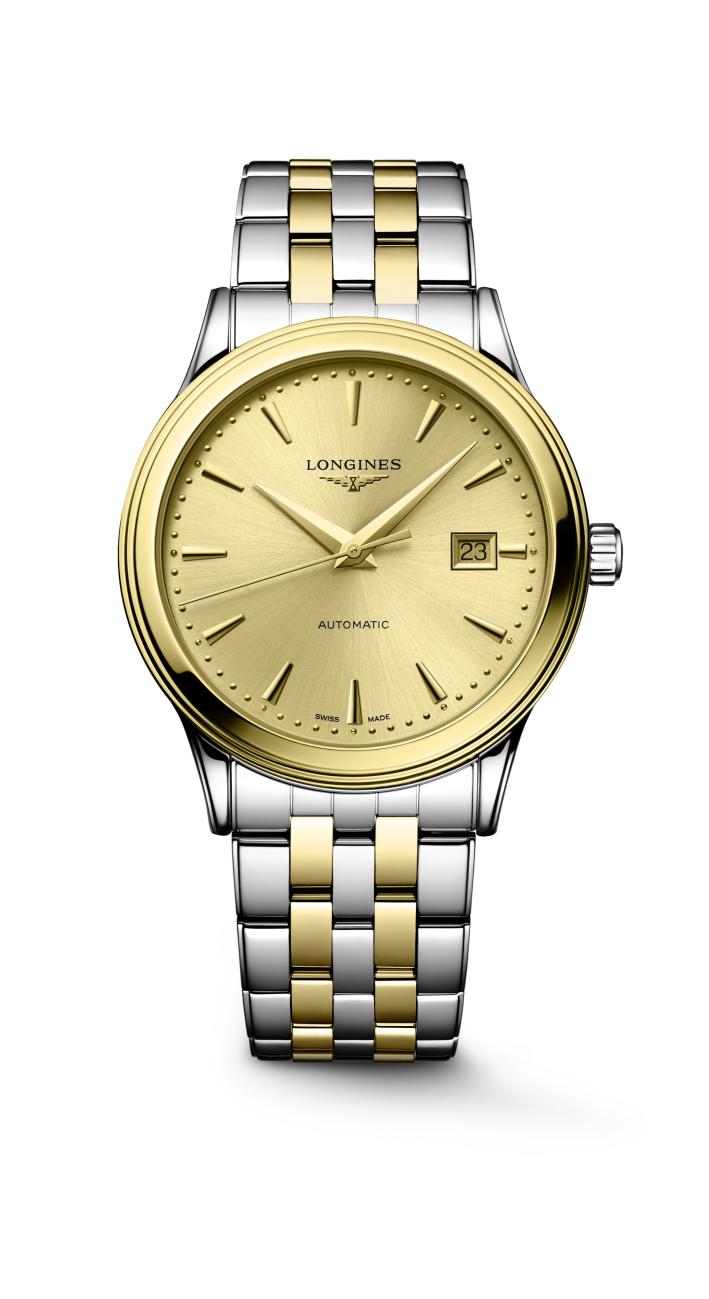 Flagship ss+ypvd gold bat dial auto date watch