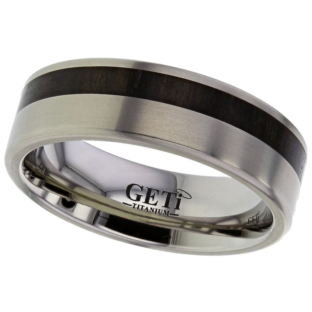 7mm Titanium and wood inlay ring