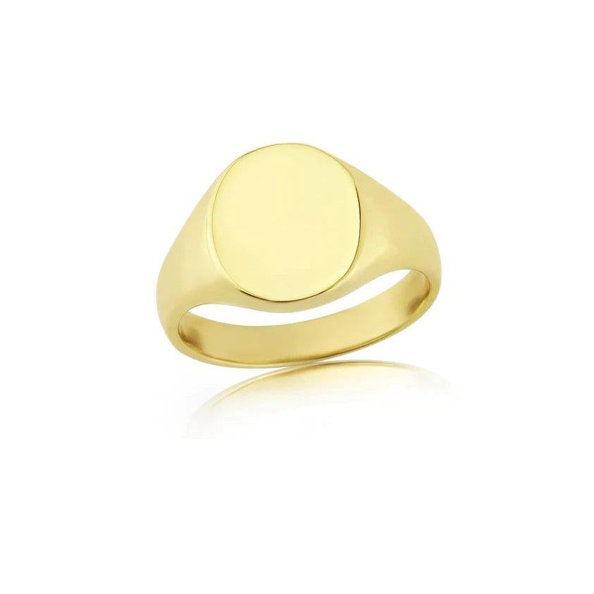 9ct Yellow gold heavy oval signet ring 11x9mm