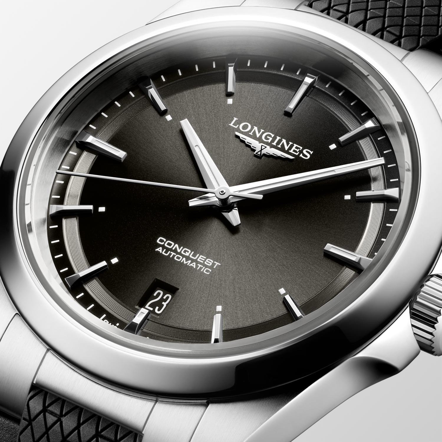 Conquest auto blck dial black silicon strp