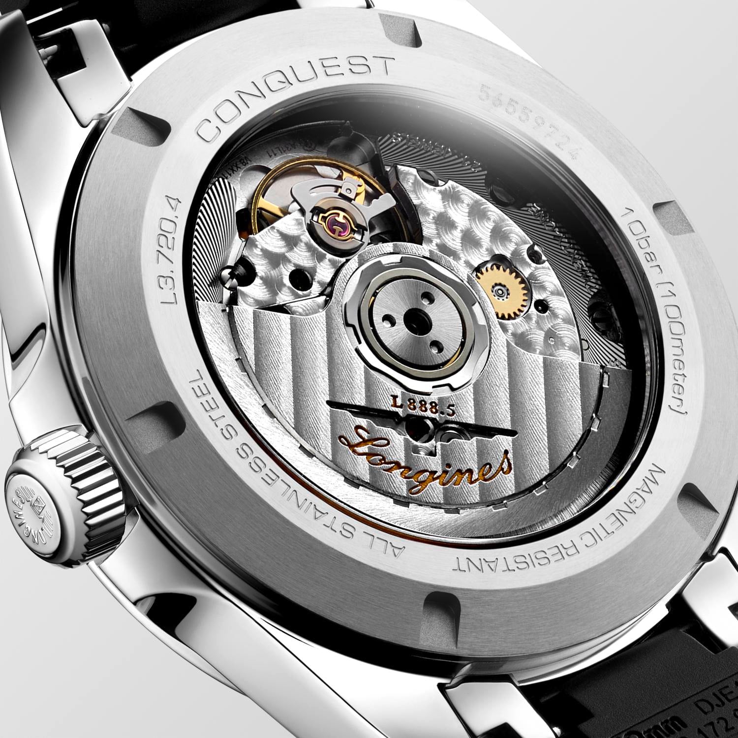 Conquest auto blck dial black silicon strp