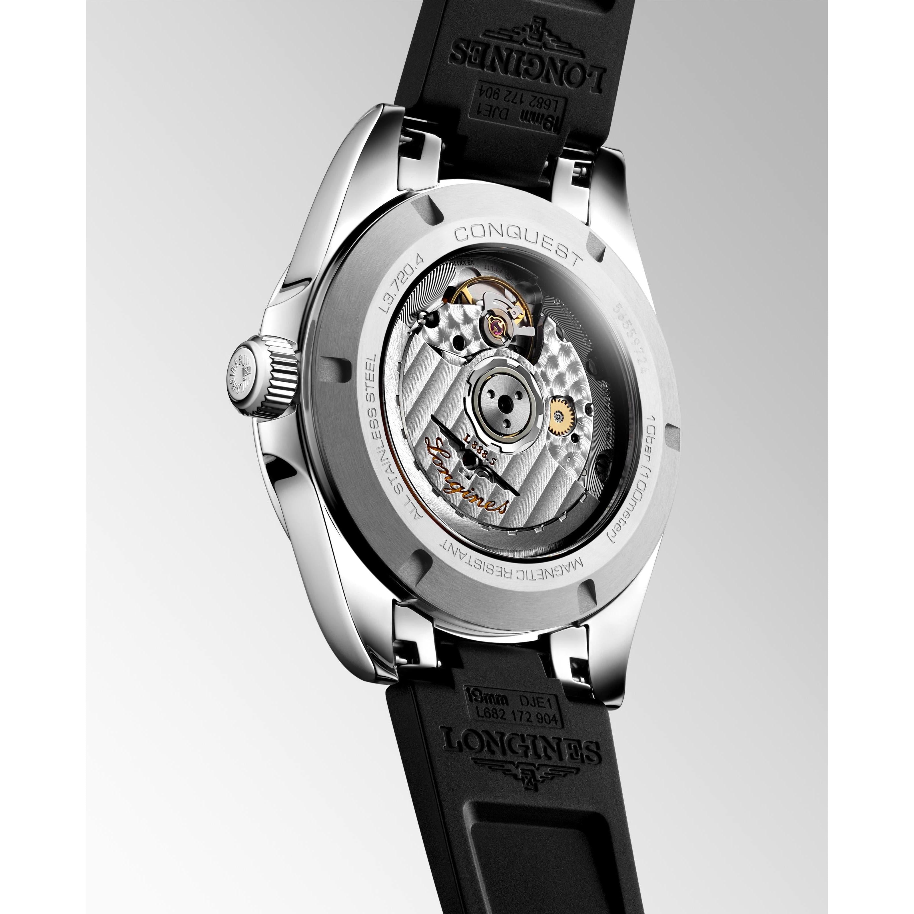 Conquest auto blck dial black silicon strp