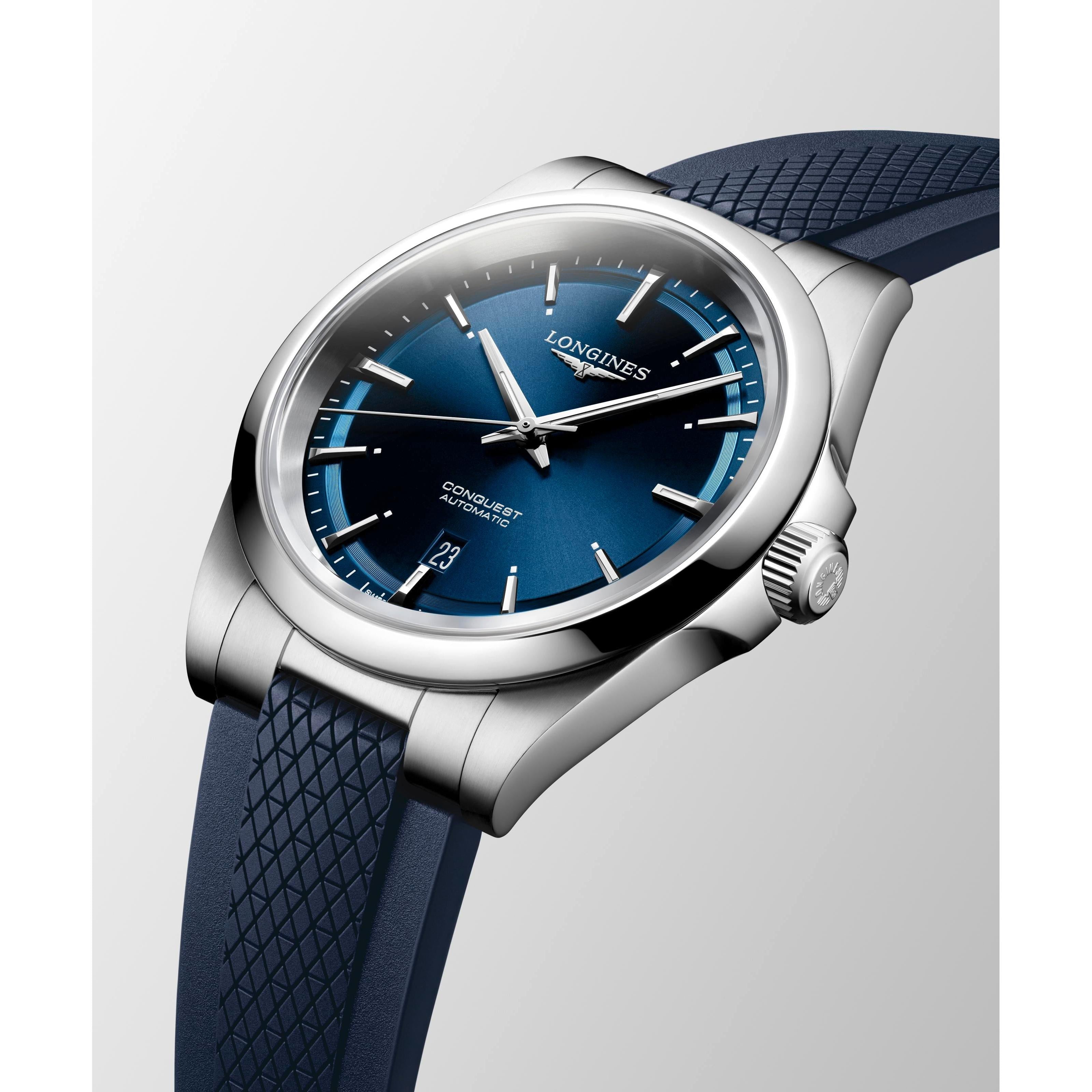 Conquest auto blue dial blue sil strp