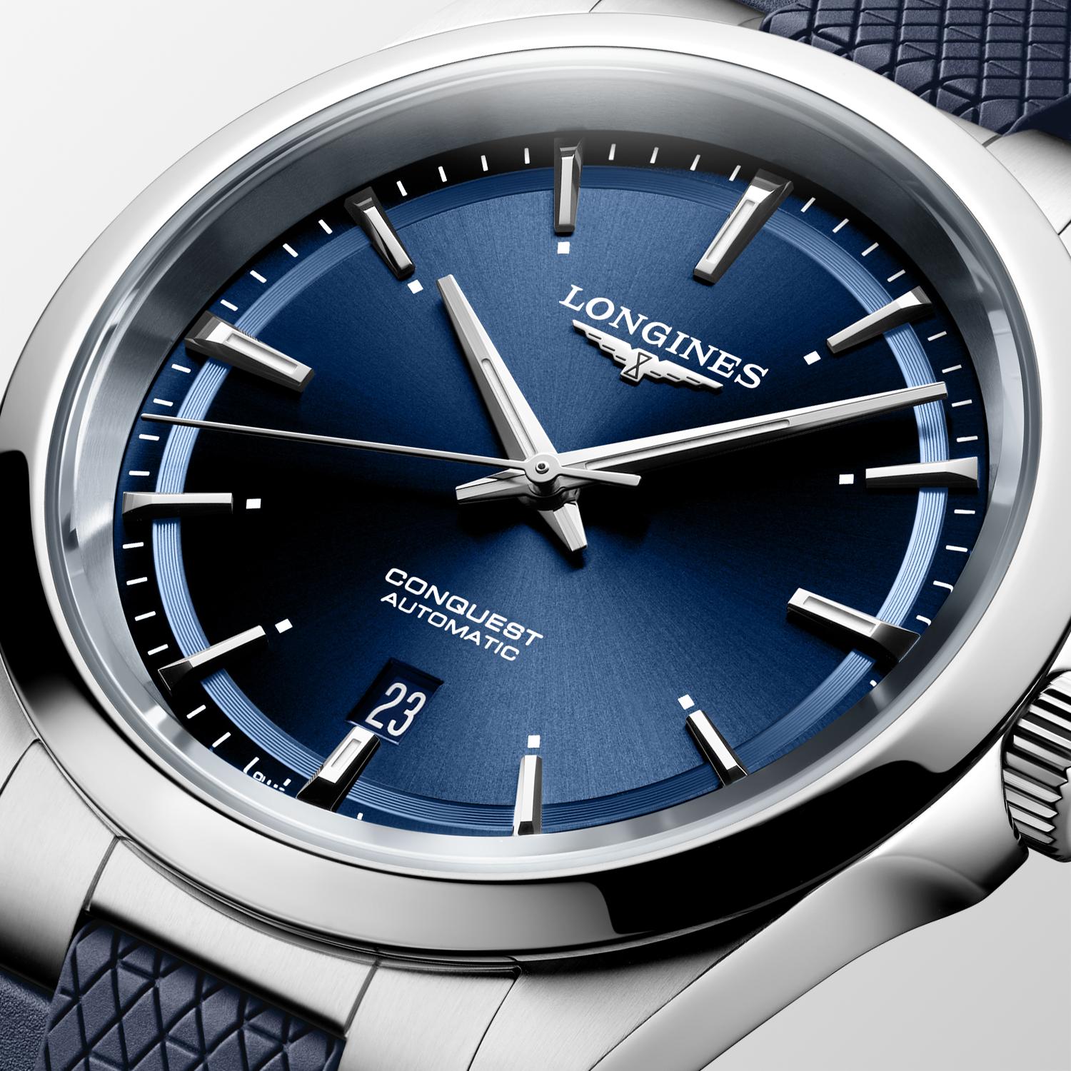 Conquest auto blue dial blue sil strp