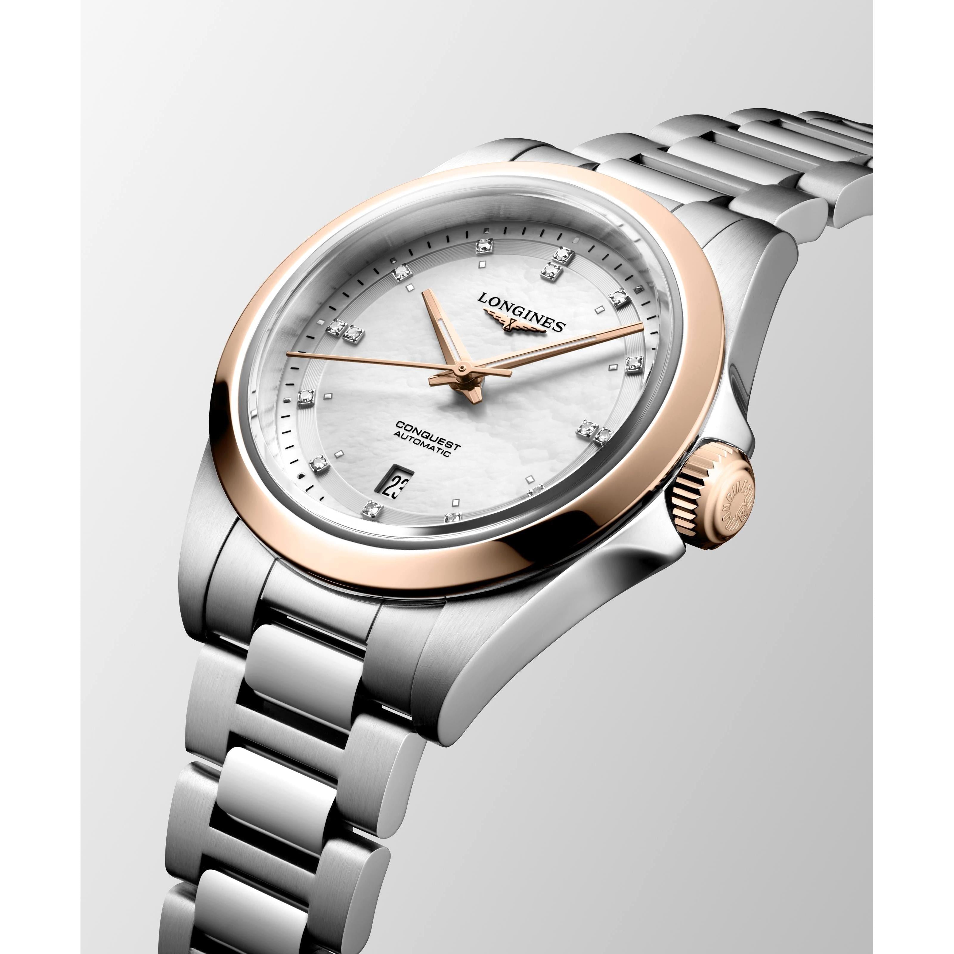 Conquest 2tone brac dia dot mop dial auto watch