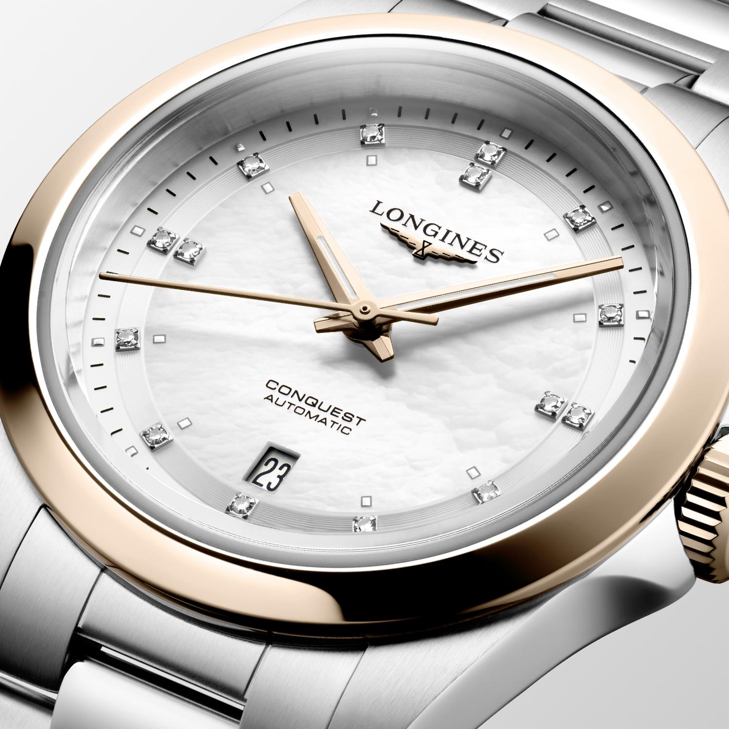 Conquest 2tone brac dia dot mop dial auto watch