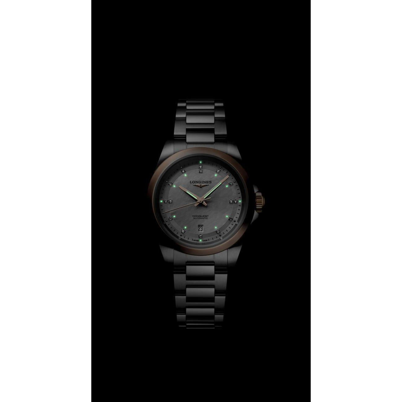 Conquest 2tone brac dia dot mop dial auto watch