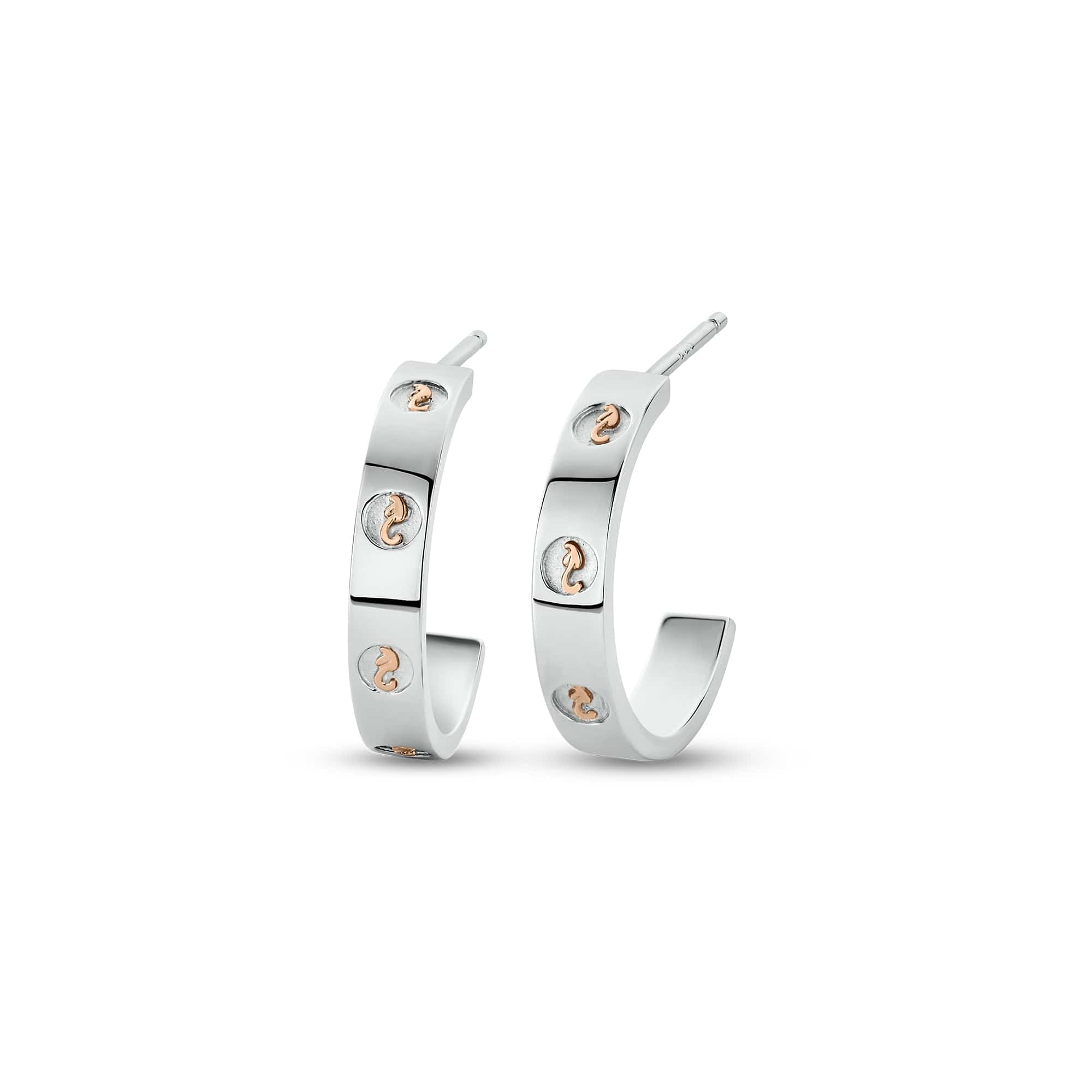 Clogau Insignia sterling silver half hoop earrings